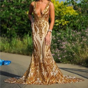 alamour the label-MAURITA - GOLD sequin mermaid dress